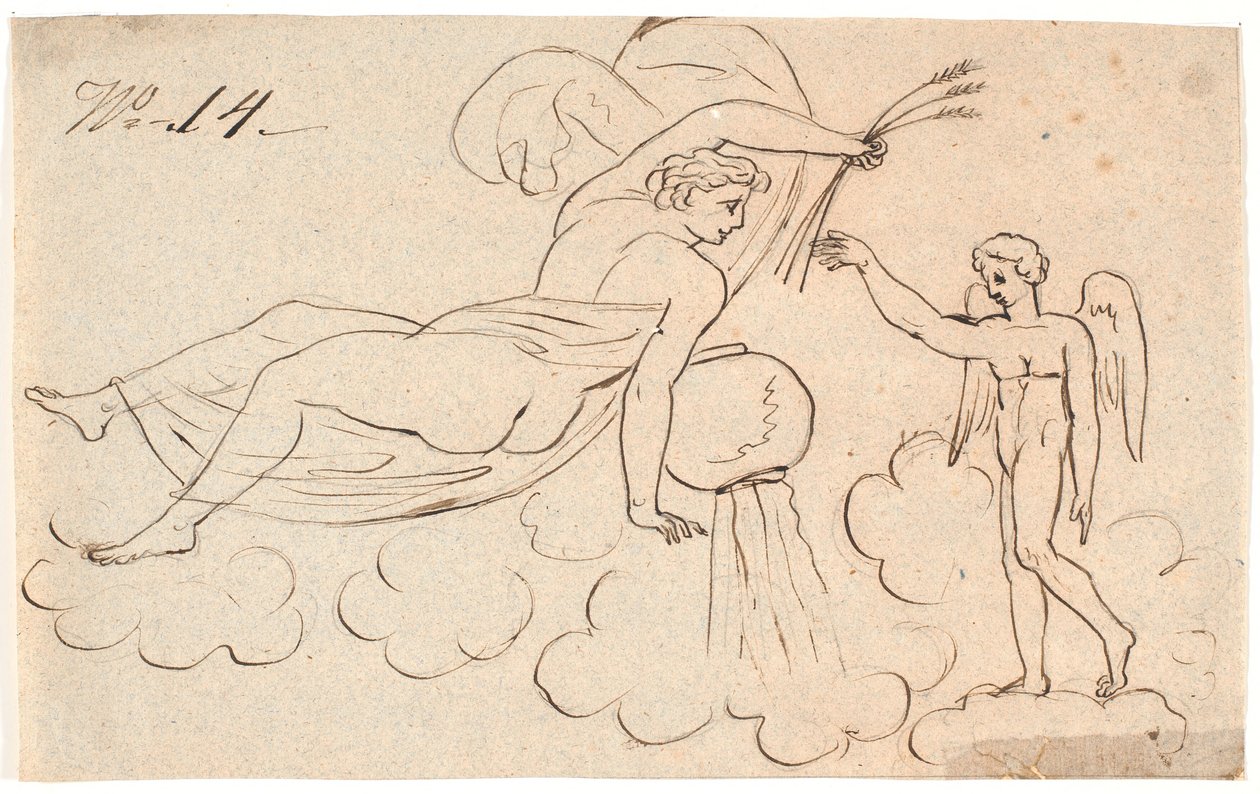 Eros e uma mulher flutuante de Nicolai Abildgaard