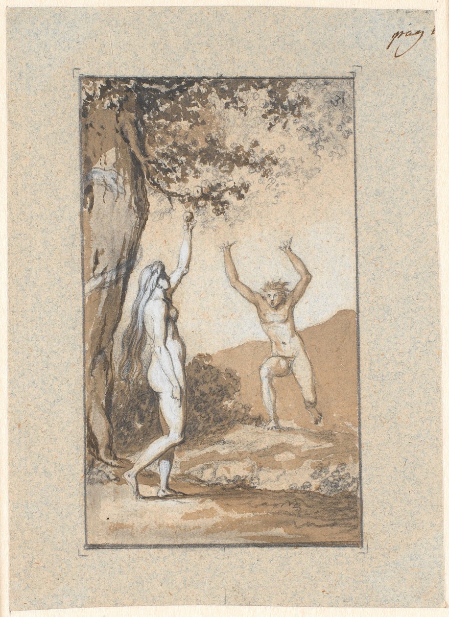 Eva arranca da Árvore do Conhecimento de Nicolai Abildgaard