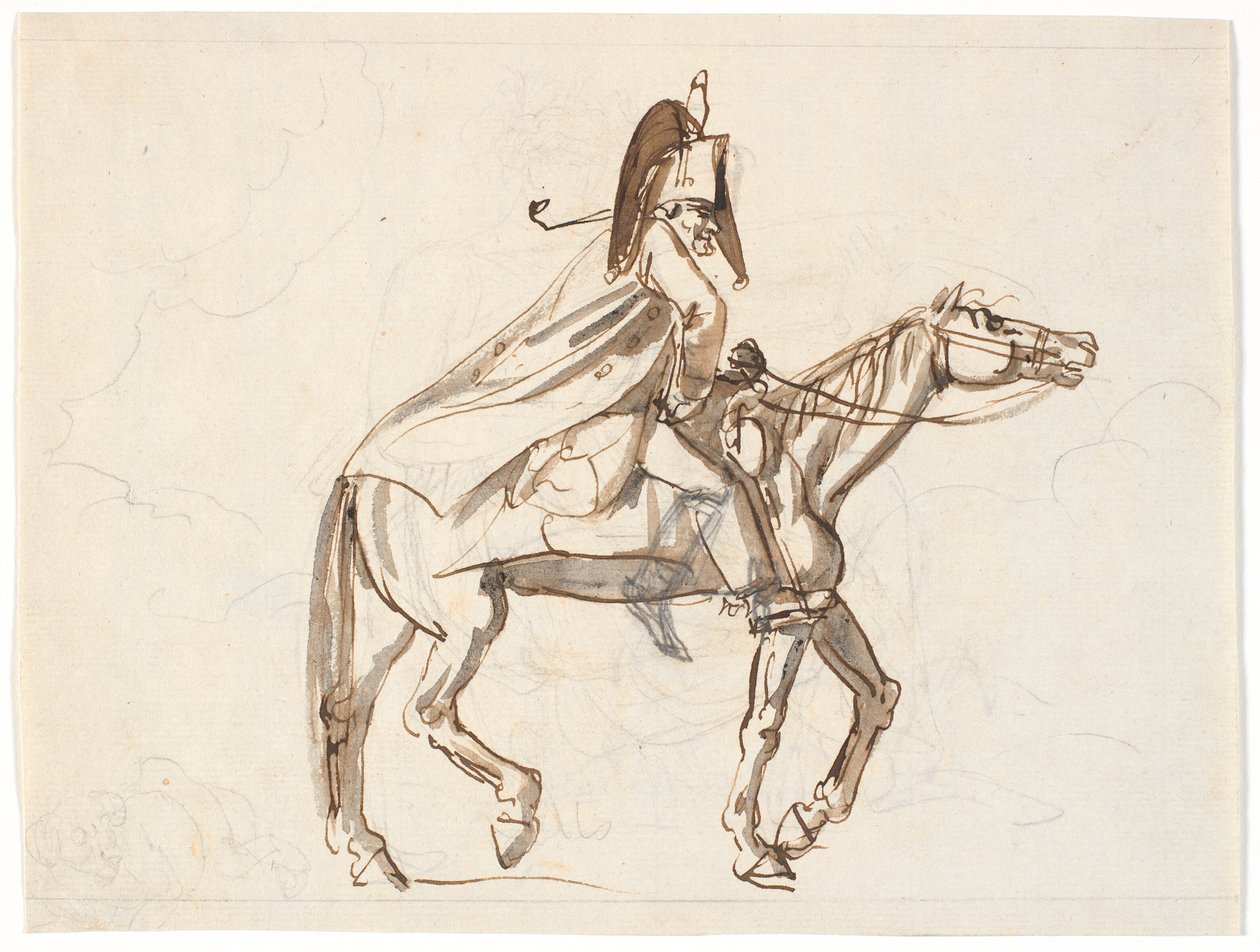 Caricatura de militar a cavalo de Nicolai Abildgaard