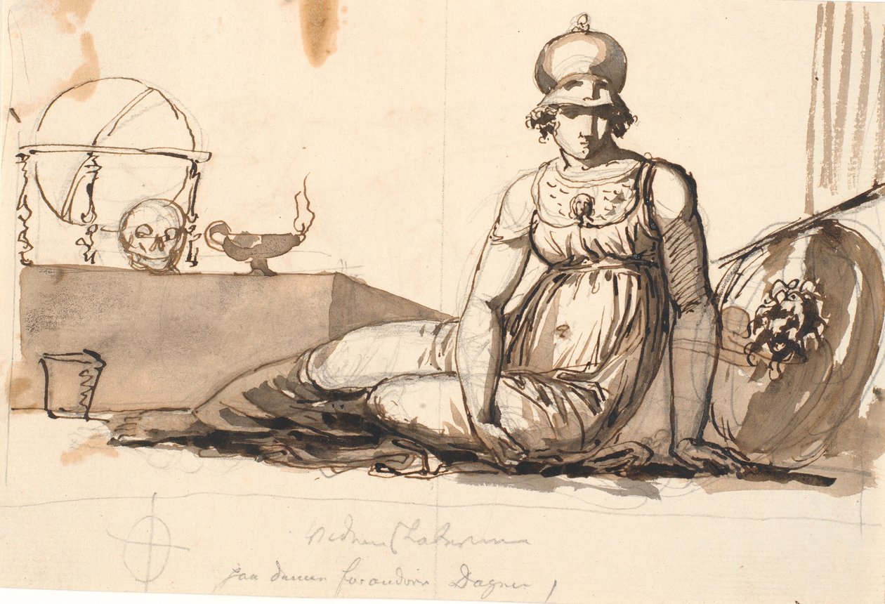 Atena reclinada. Alegoria das ciências de Nicolai Abildgaard
