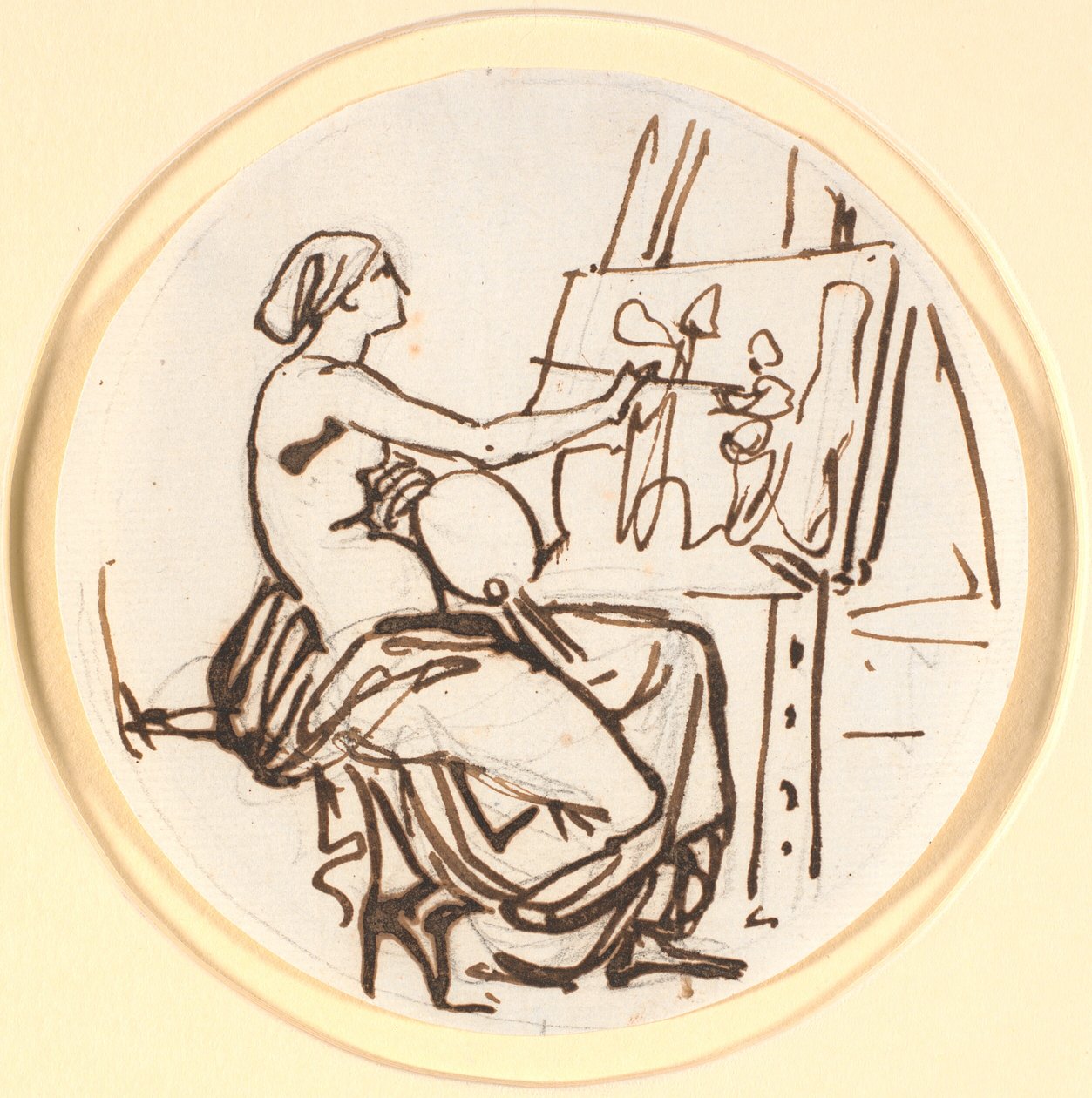 O gênio da pintura. Composição circular de Nicolai Abildgaard