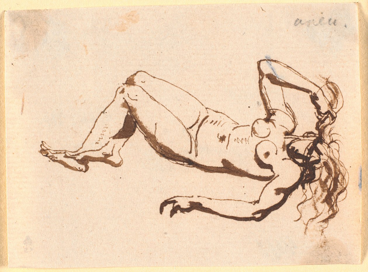 Mulher nua, deitada de costas de Nicolai Abildgaard