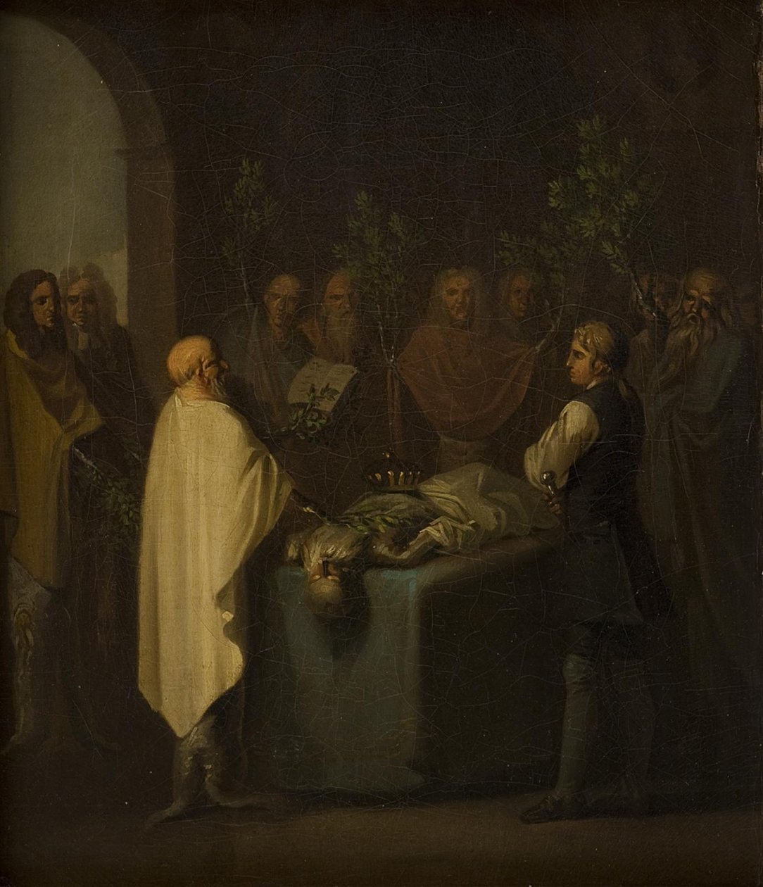 Niels Klim assiste à sentença do falecido Príncipe Potuan. de Nicolai Abildgaard