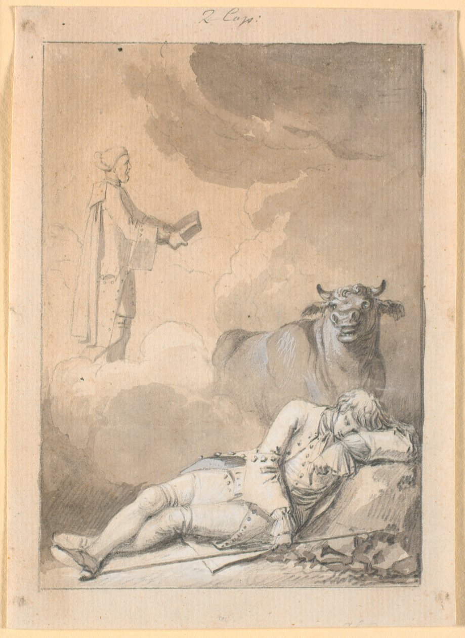 Em sonhos, Niels Klim ouve o funcionário da igreja de Fane de Nicolai Abildgaard