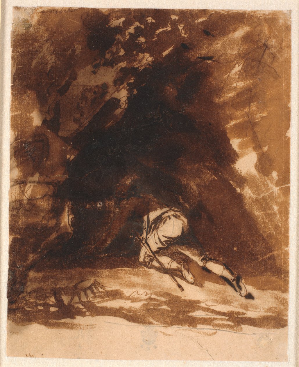 Niels Klim rasteja para dentro da caverna de Nicolai Abildgaard