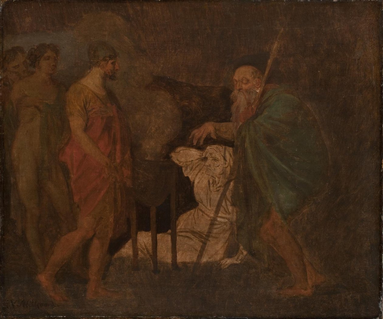 Ulisses toma conselho com Tirésias. Da Odisseia de Homero de Nicolai Abildgaard