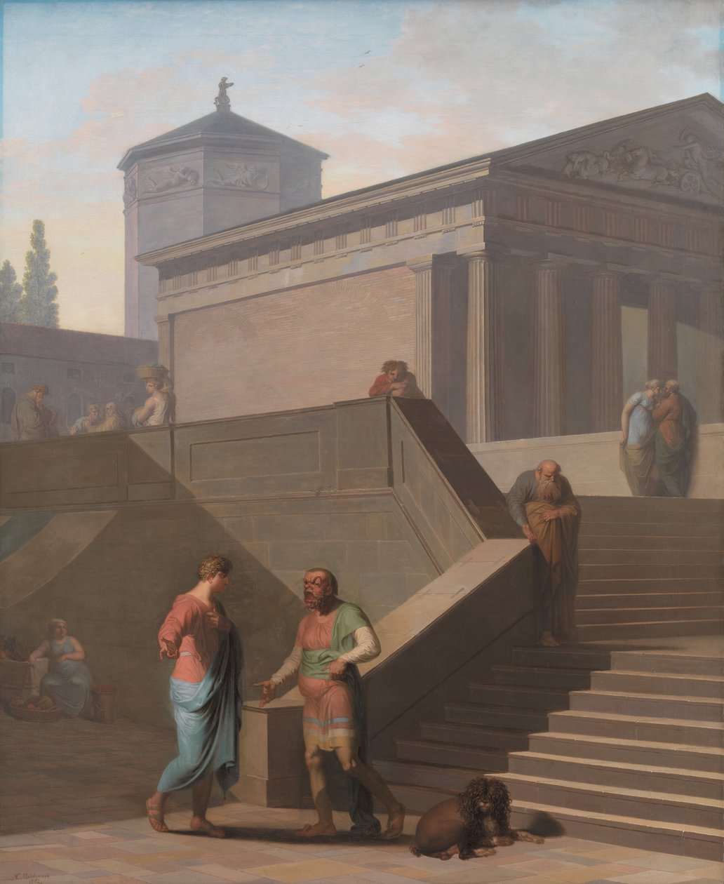Pamphilius e seus servos seguem Davus. Da Andria de Terence de Nicolai Abildgaard