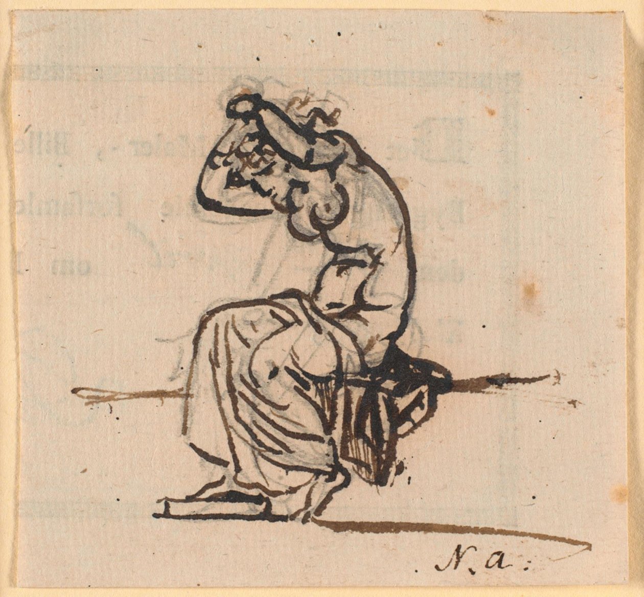 Mulher sentada arrumando o cabelo de Nicolai Abildgaard