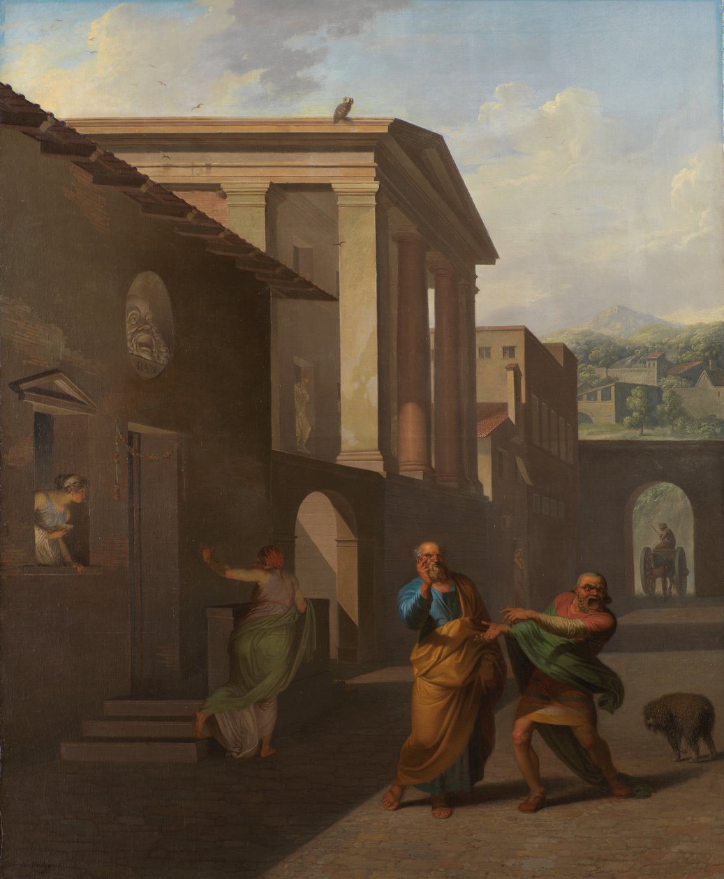 A parteira se despedindo da garota de Andros. Da Andria de Terence de Nicolai Abildgaard