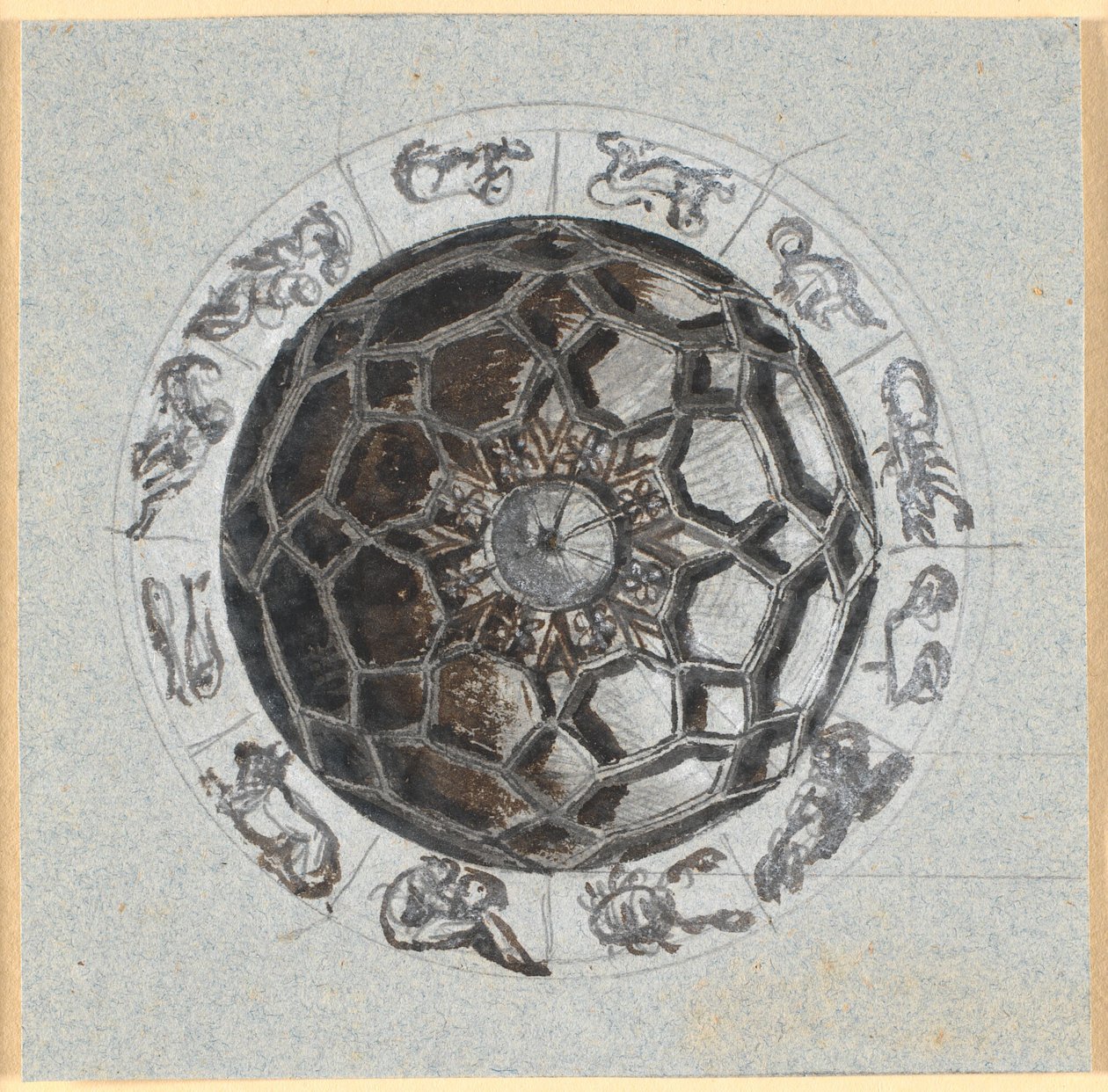 Esboço para decoração geométrica de uma cúpula; fora do signo dos trópicos de Nicolai Abildgaard