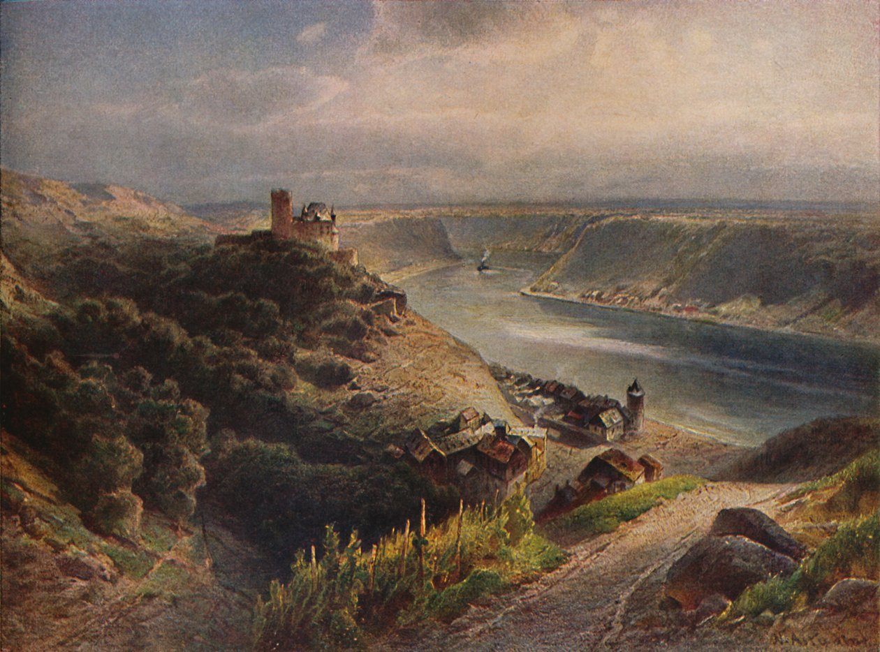 Castelo de Katz com vista para Loreley, Castelo de Katz com vista para Lorelei, 1923. de Nicolai Astudin