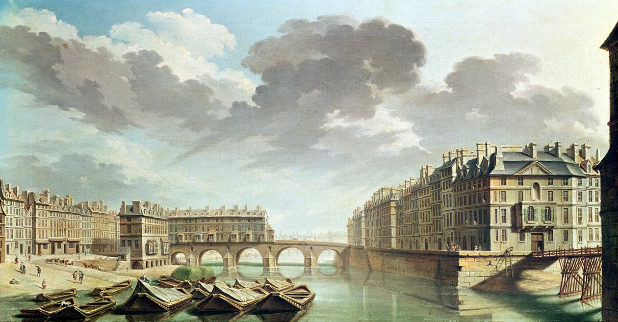 A Ile Saint-Louis e a Pont Marie em 1757 de Nicolas Raguenet