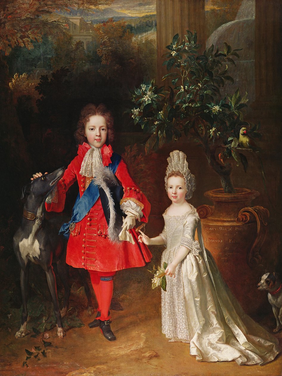Príncipe James Francis Edward Stuart e a princesa Maria Theresa Stuart, 1695 de Nicolas de Largillière