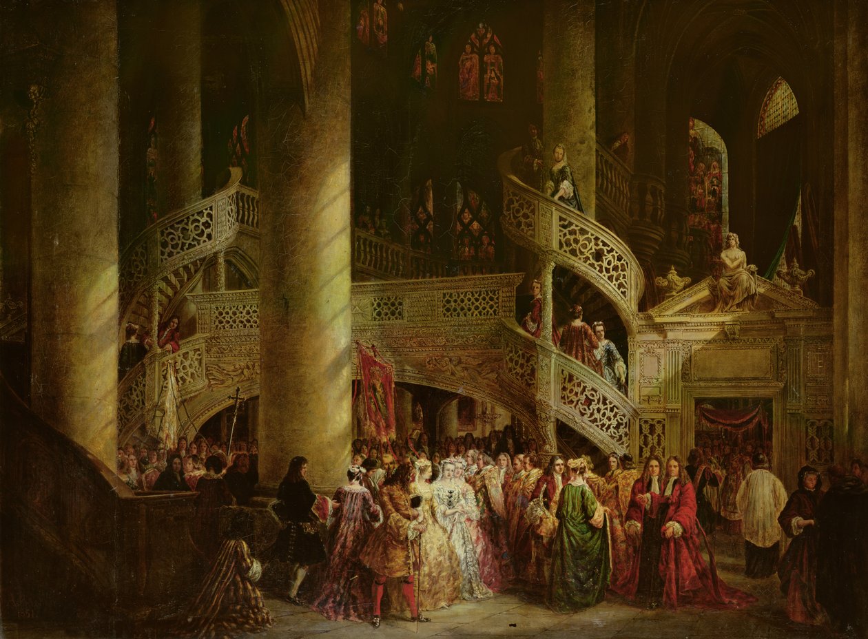 Interior da Igreja de Saint-Etienne du Mont, o Rood-Screen, 1851 de Nicolas Alexandre Barbier