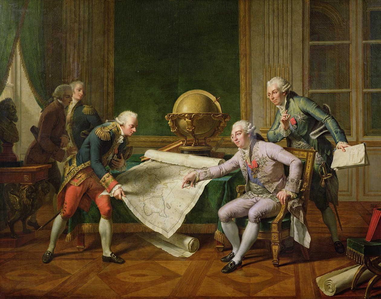Luís XVI (1754-93) Dando instruções a La Perouse, 29 de junho de 1785, 1817 de Nicolas Andre Monsiau