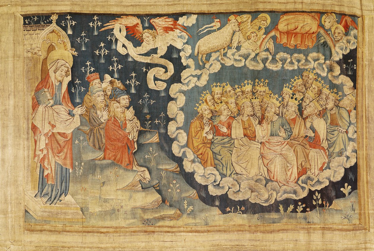 A ascensão do cordeiro, não. 48 de "O Apocalipse de Angers", 1373-87 (tapeçaria) de Nicolas Bataille
