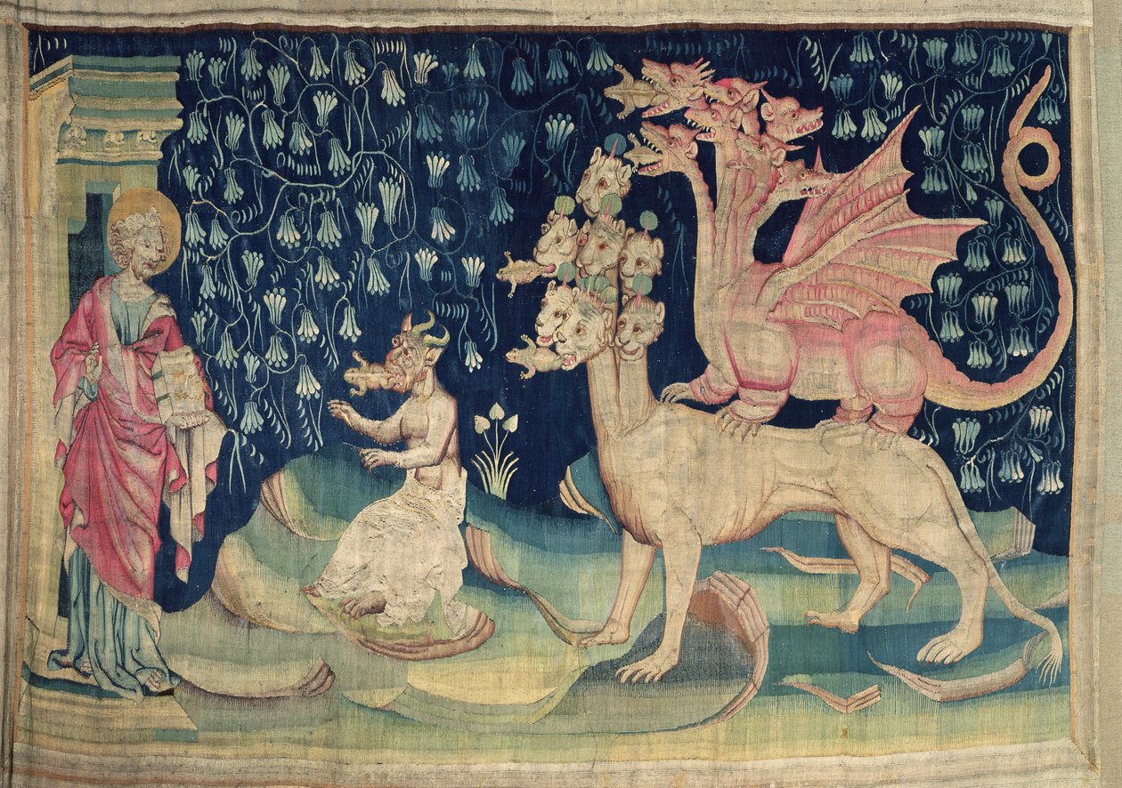 The Dragons Vomiting Frogs, no.62 de &39;O Apocalipse de Angers&39;, 1373-87 (tapeçaria) de Nicolas Bataille