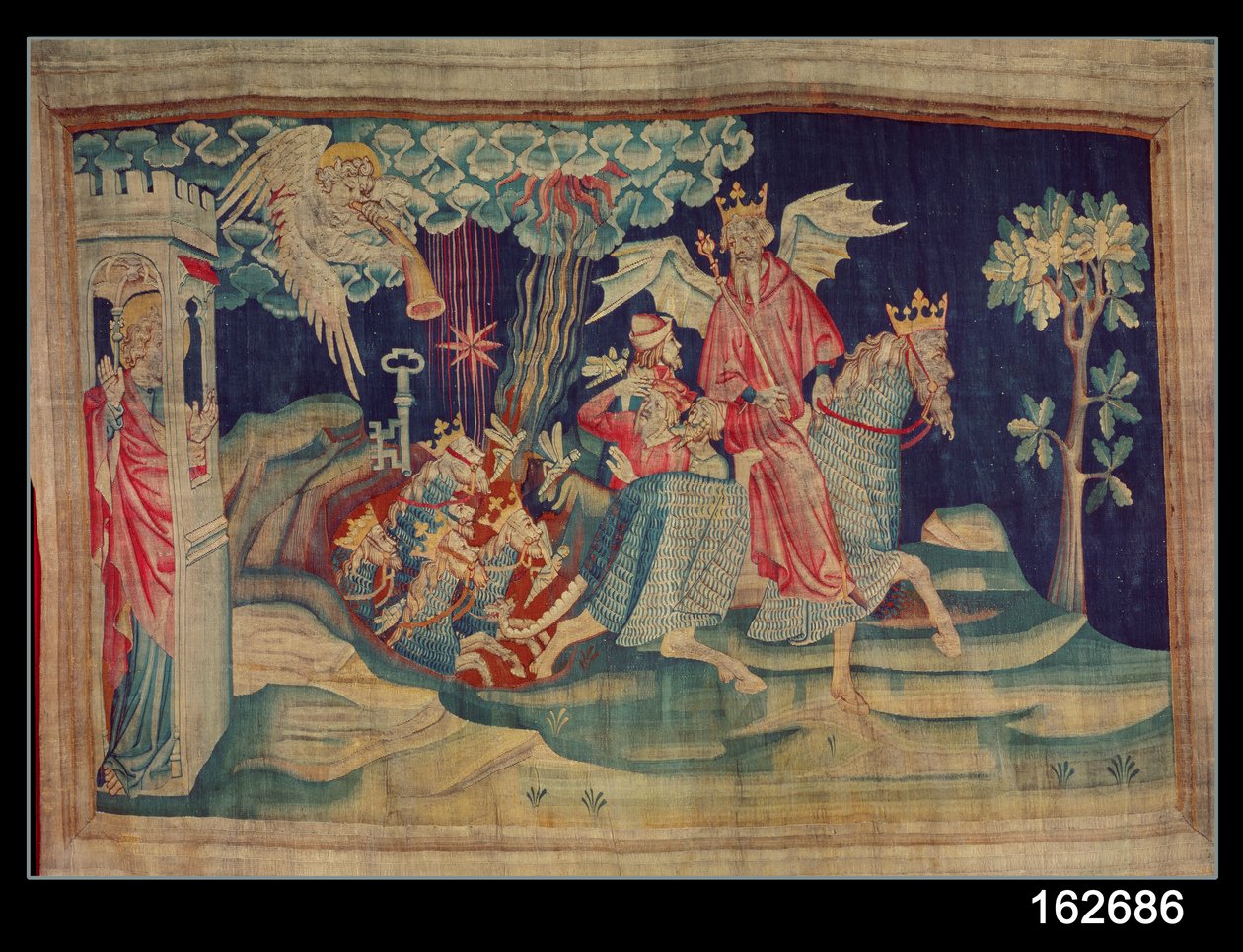 A Quinta Trombeta e os Gafanhotos, número 24 de "O Apocalipse de Angers", 1373-87 (tapeçaria) de Nicolas Bataille