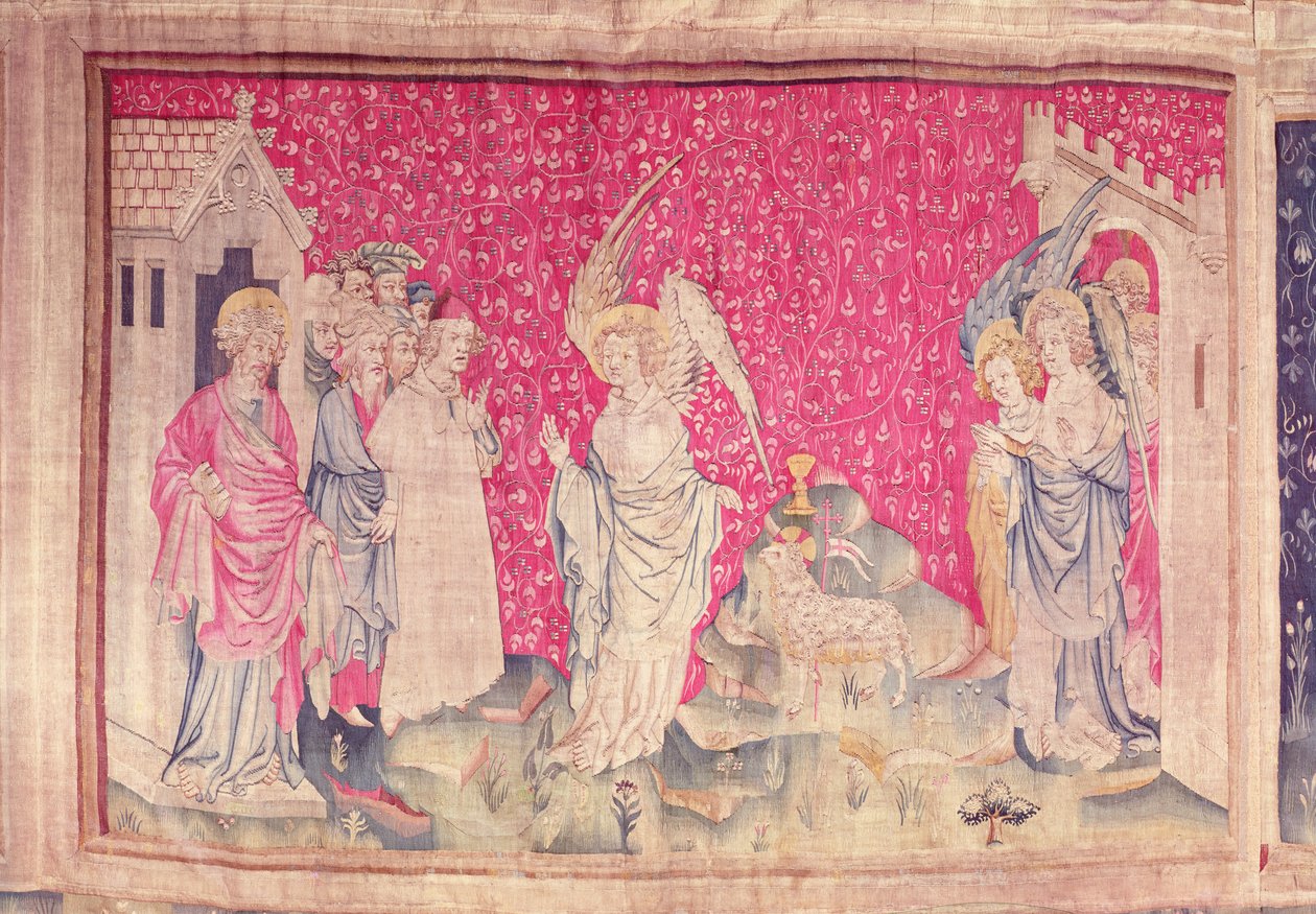 O terceiro anjo e o cordeiro, número 51 de "O Apocalipse de Angers", 1373-87 (tapeçaria) de Nicolas Bataille