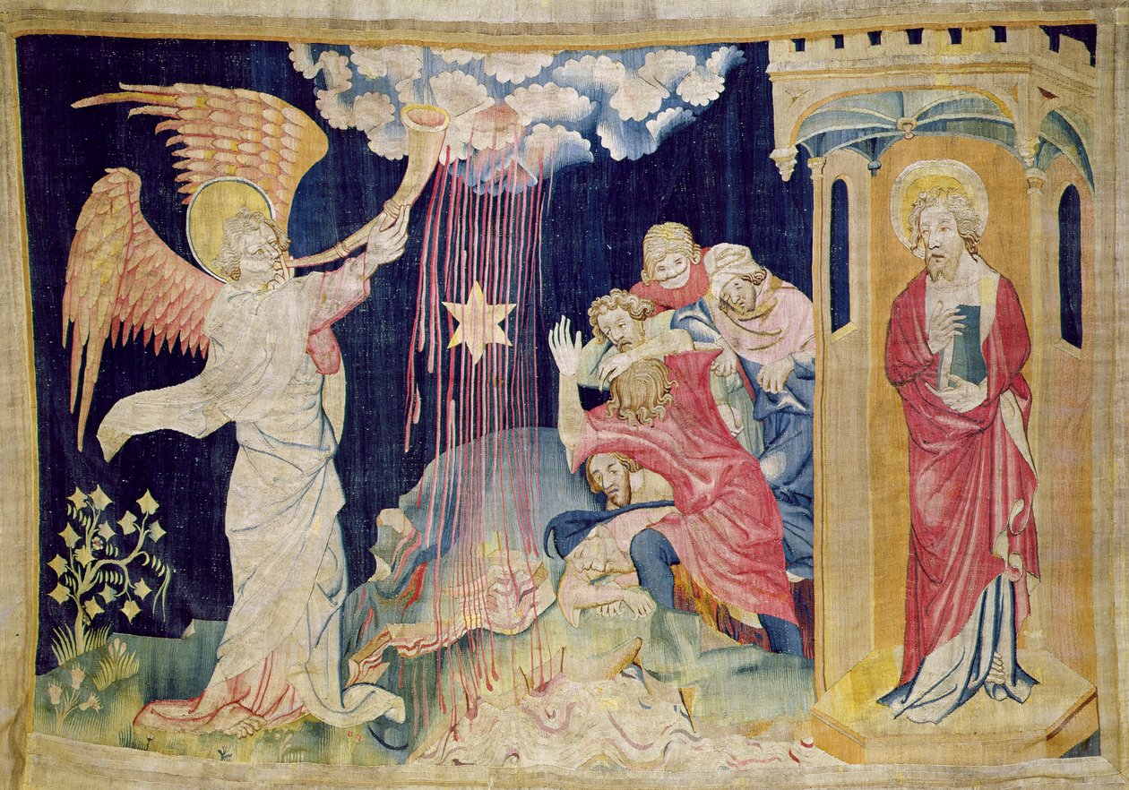 A terceira trombeta e a estrela do absinto, número 22 de "O Apocalipse de Angers", 1373-87 (tapeçaria) de Nicolas Bataille