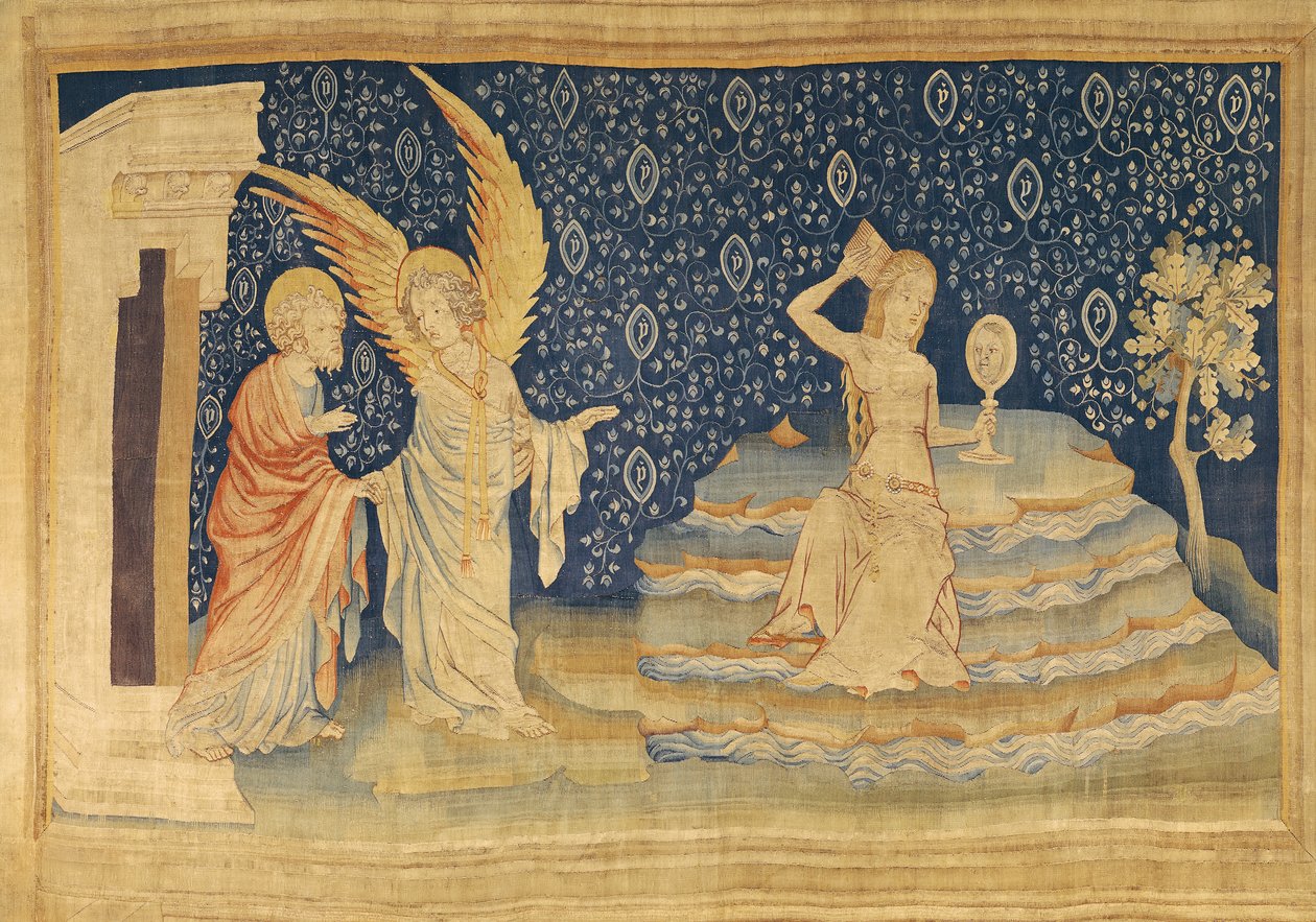 A Prostituta da Babilônia, número 64 de "O Apocalipse de Angers", 1373-87 (tapeçaria) (ver também 135911) de Nicolas Bataille