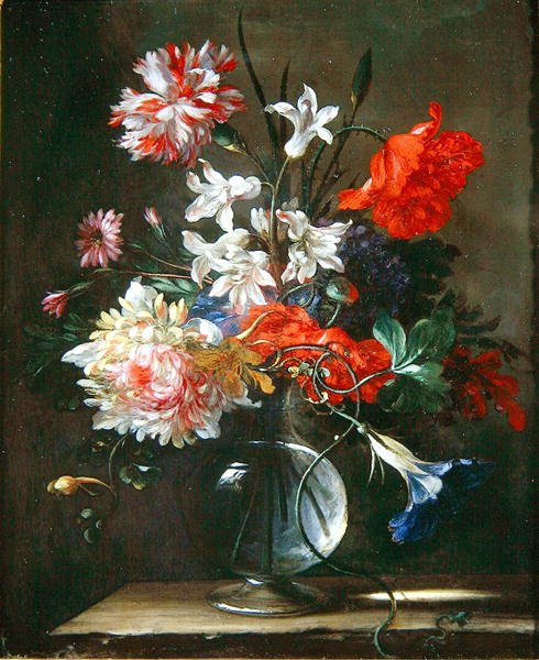 Flores em um vaso de vidro de Nicolas Baudesson