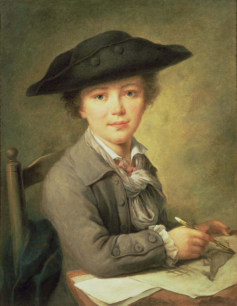 Jovem desenhista de chapéu preto, século XVIII de Nicolas Bernard Lepicie