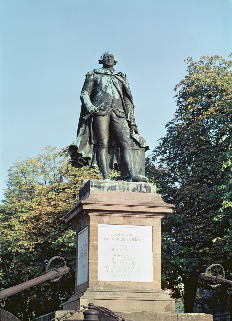 Estátua de Jean François de Galaup (1741-88) Conde de La Perouse no lugar Laperouse de Nicolas Bernard Raggi