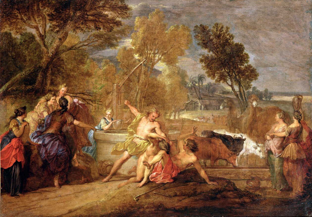 Moisés e as Filhas de Jetro de Nicolas Bertin