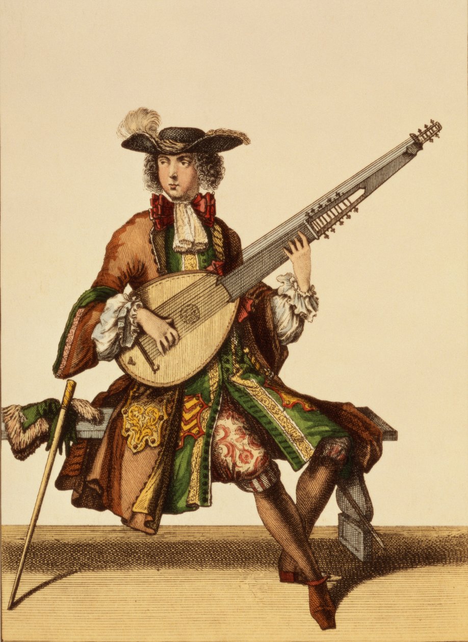 Cavalheiro que joga o Angelica, placa de forma, c.1695 de Nicolas Bonnart