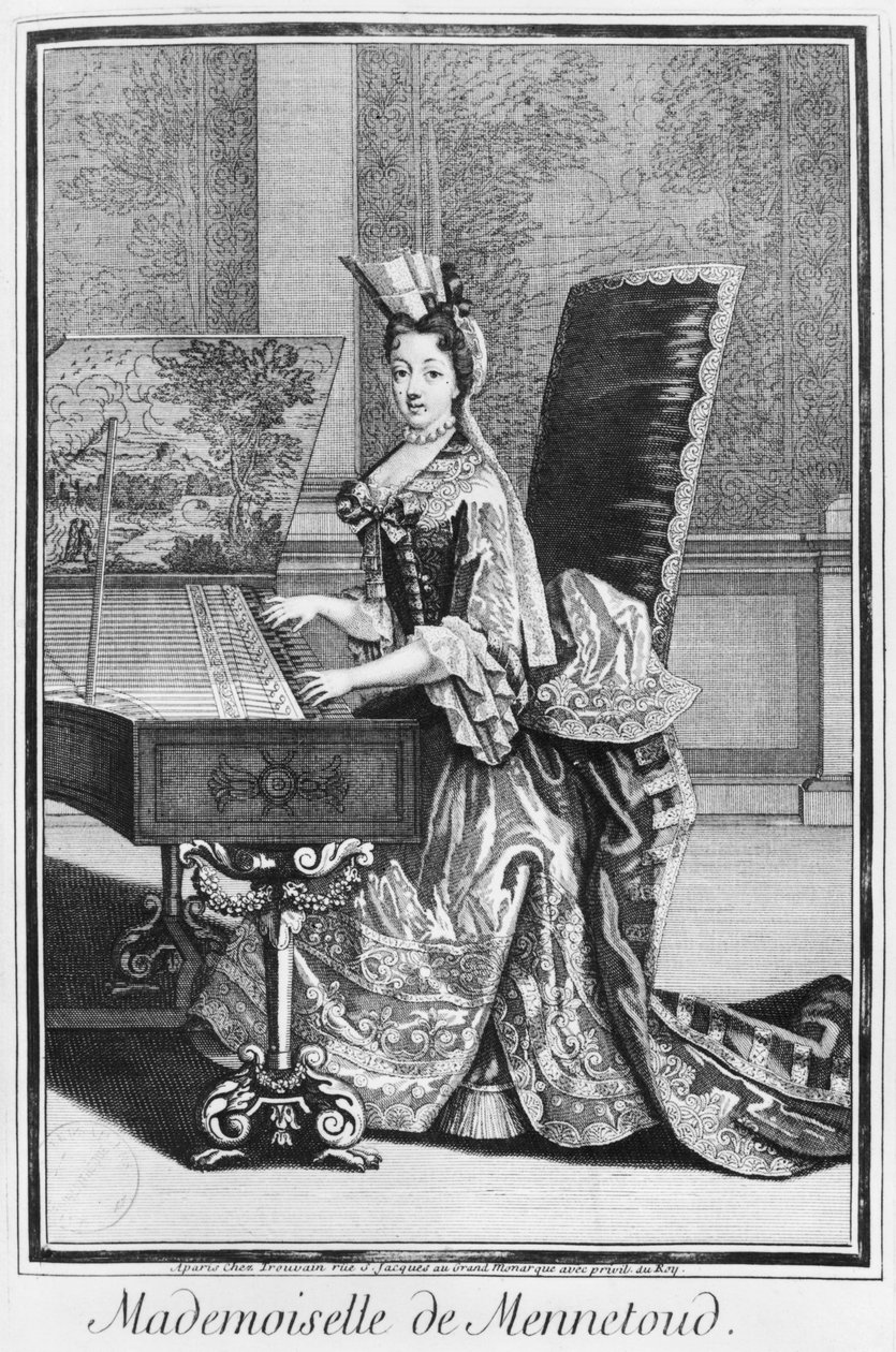Mademoiselle de Mennetoud tocando o cravo de Nicolas Bonnart