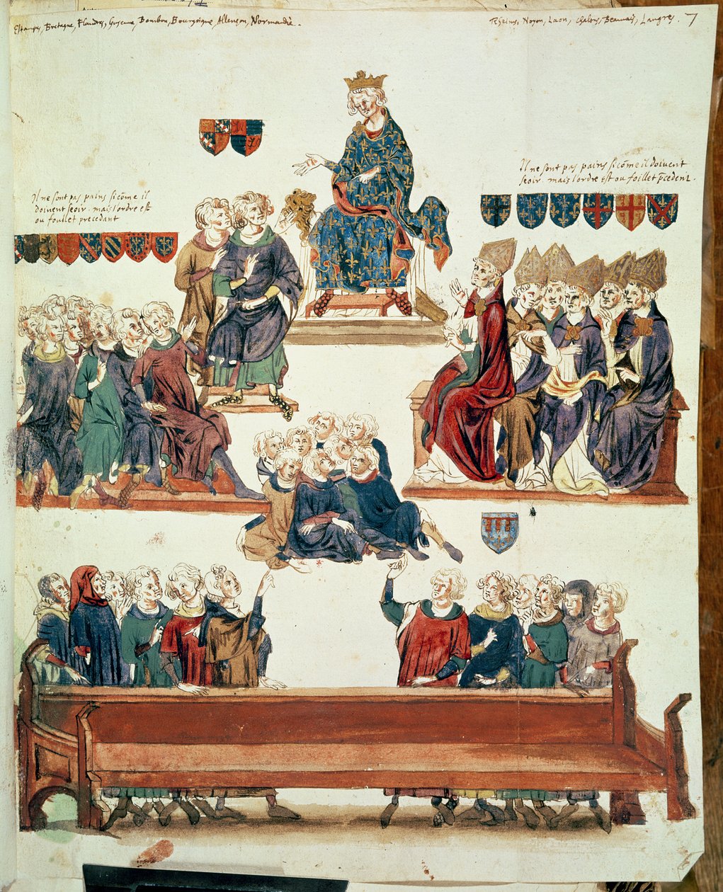Ms 1796 f.7 O Julgamento de Robert d&39;Artois (1287-1342), Conde de Beaumont, presidido por Philippe VI (1293-1350) em 1331 de Nicolas Claude Fabri de Peiresc