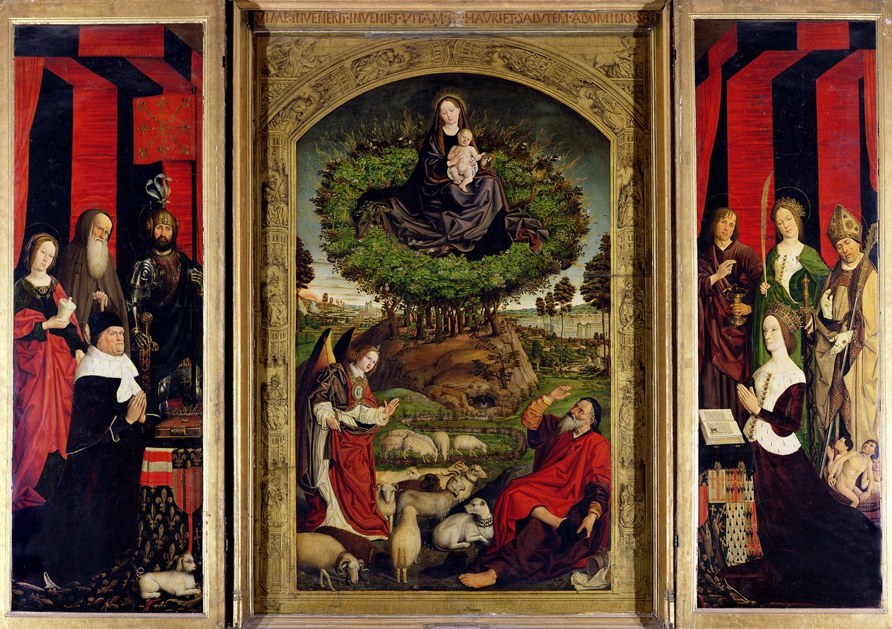 O Tríptico de Moisés e a Sarça Ardente, c.1476 (ver também 26542 e 232840-41) de Nicolas Froment