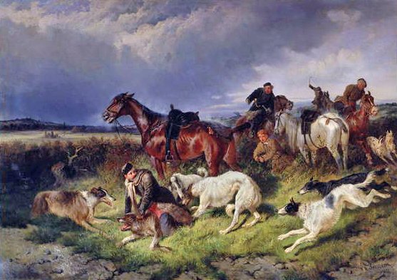 Caça ao lobo, 1873 de Nicolas Gregorovitch Svertschkoff