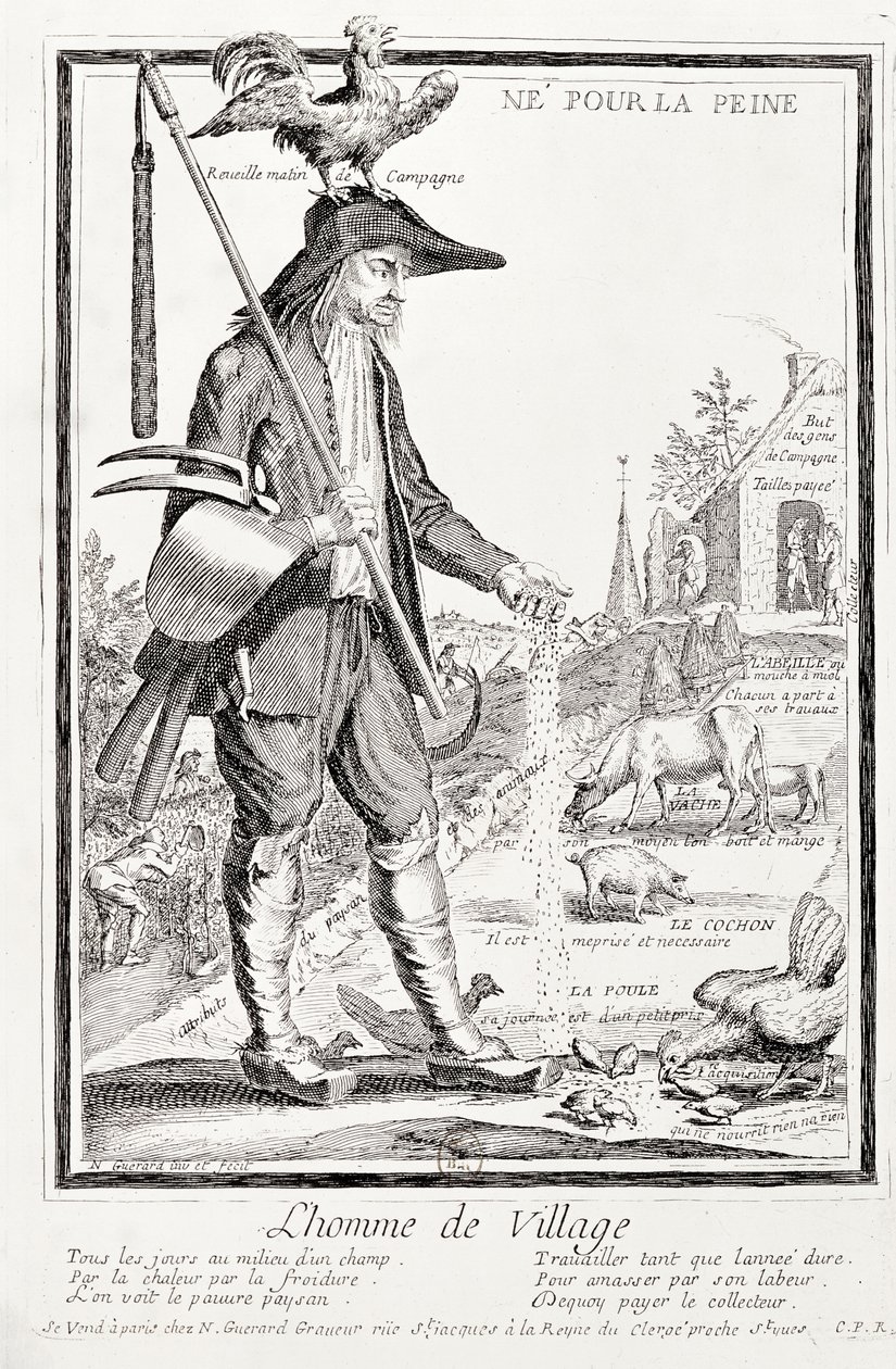 The Village Peasant, nascido para sofrer, c.1780 (ver também 101779) de Nicolas Guerard