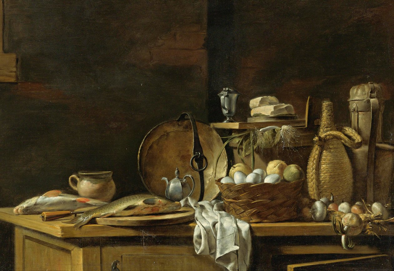 Mesa de cozinha ainda vida de Nicolas Henri Jeaurat de Bertry