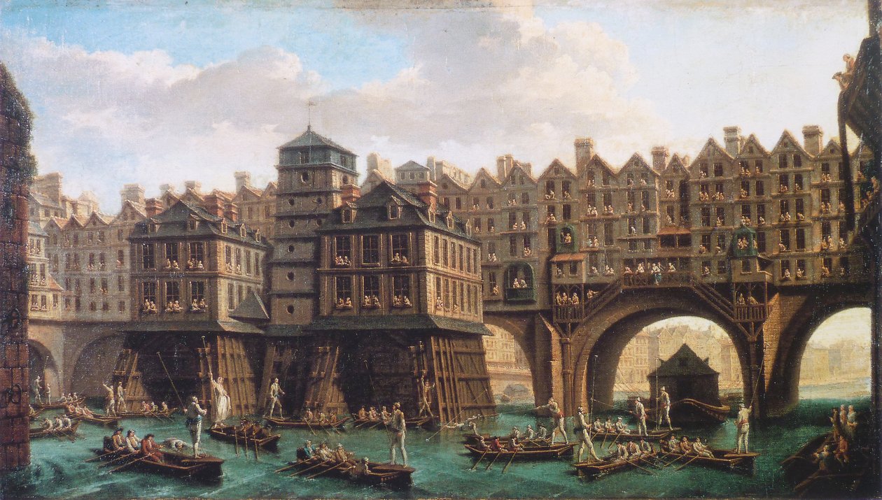 Jogo do Mariner entre Pont-Notre-Dame e Pont-au-Change de Nicolas Jean Baptiste Raguenet
