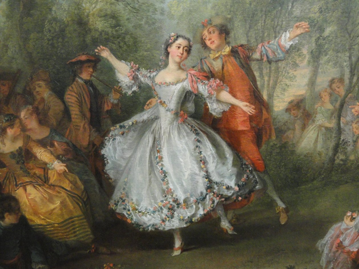 La Camargo Dancing (detalhe), c.1730 de Nicolas Lancret