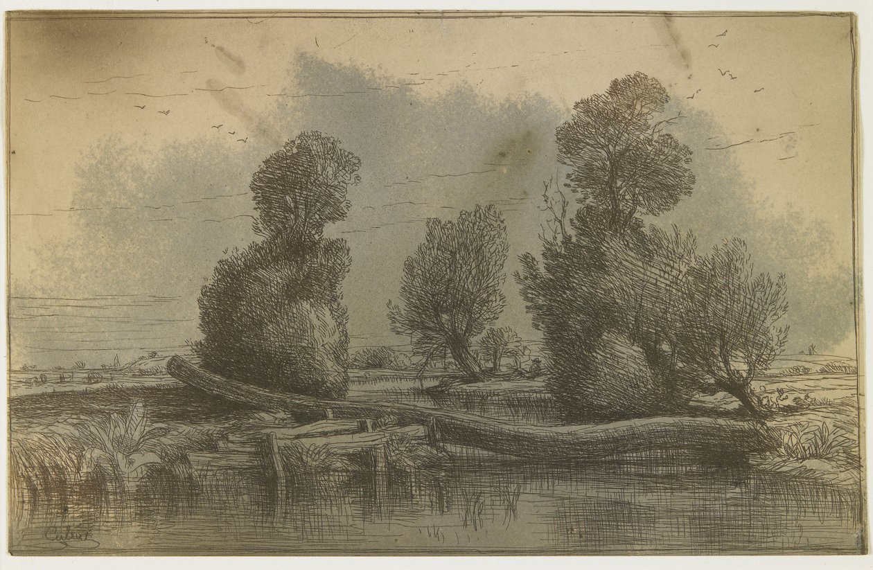 Clichê de vidro - paisagem de Nicolas Louis Cabat