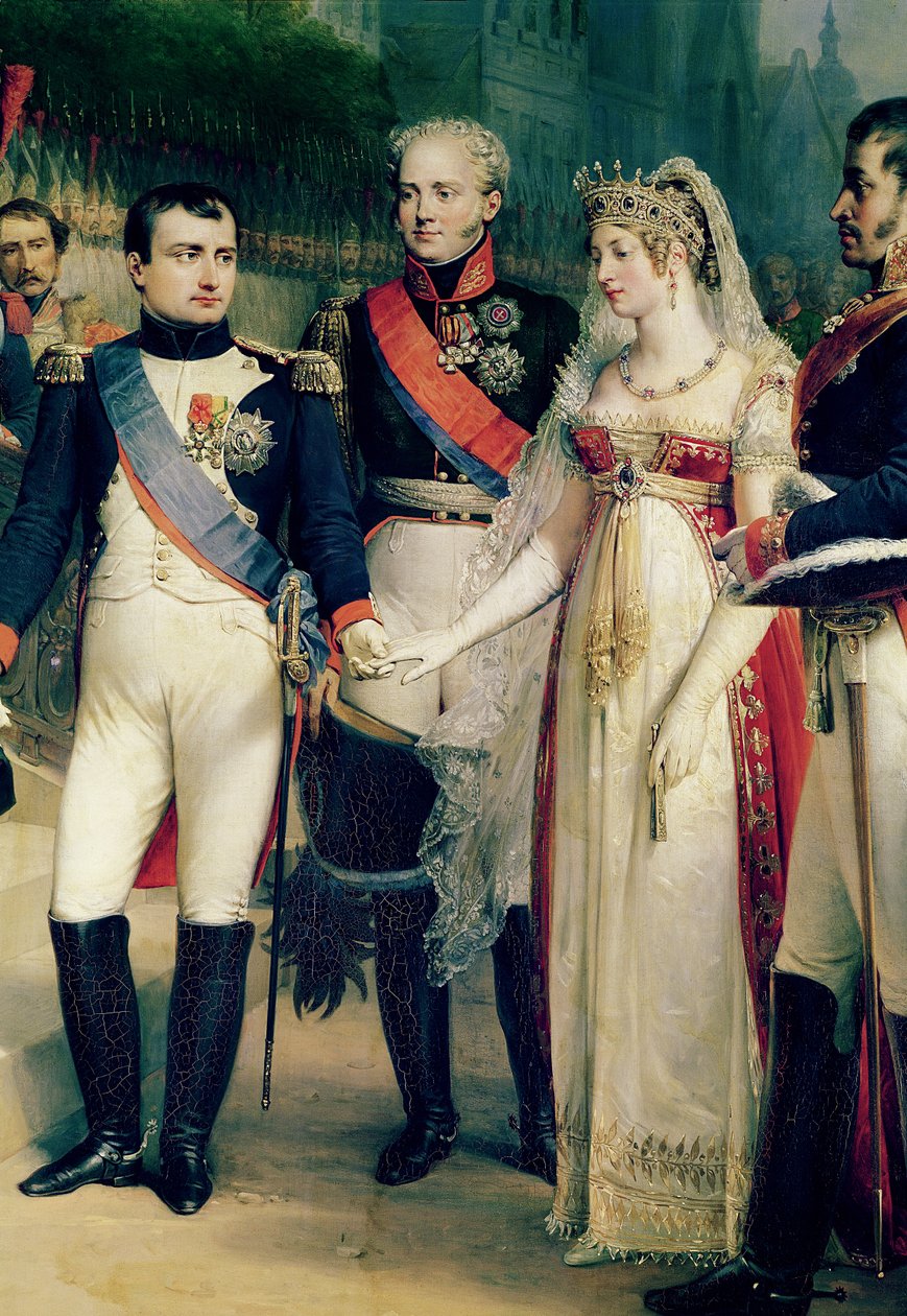 Napoleão Bonaparte (1769-1821) Recebendo a Rainha Louisa da Prússia (1776-1810) em Tilsit, 6 de julho de 1807, 1837 (detalhe de 105904) de Nicolas Louis Francois Gosse