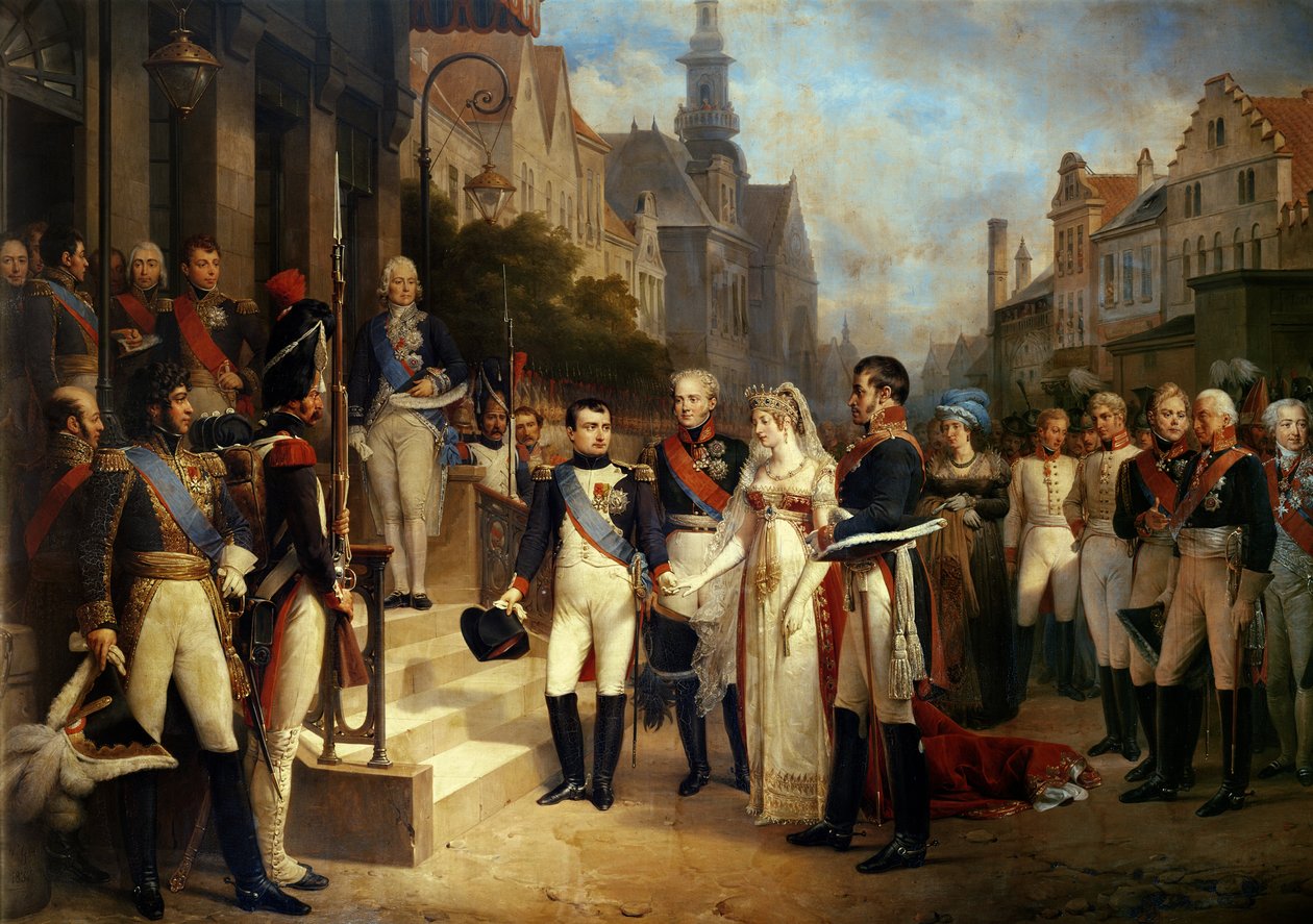 Napoleão Bonaparte (1769-1821) Recebendo a Rainha Louisa da Prússia (1776-1810) em Tilsit, em 6 de julho de 1807, 1837 (ver 167359 para detalhes) de Nicolas Louis Francois Gosse