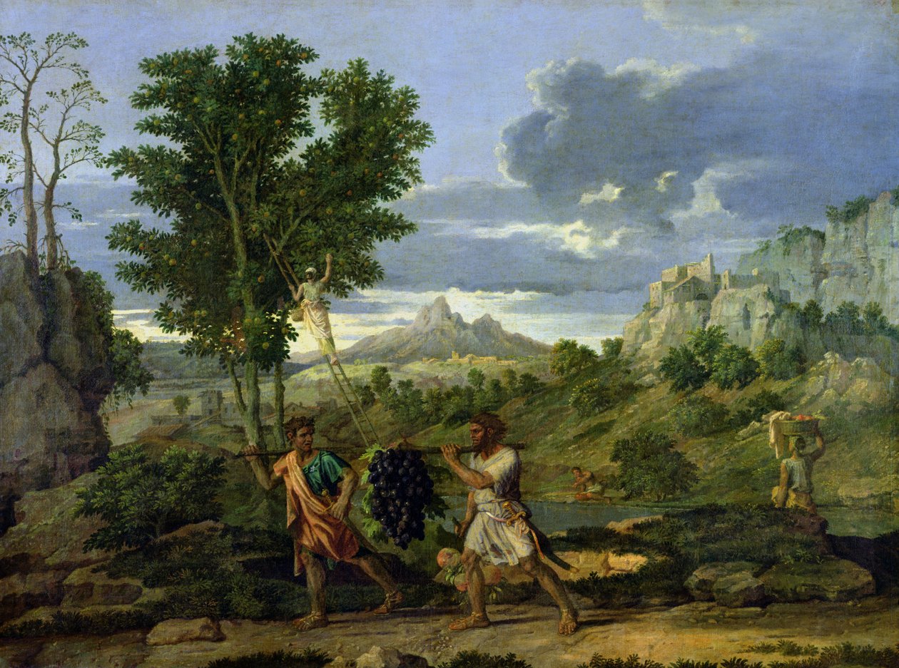 Outono, ou o cacho de uvas retiradas da terra prometida, 1660-64 de Nicolas Poussin