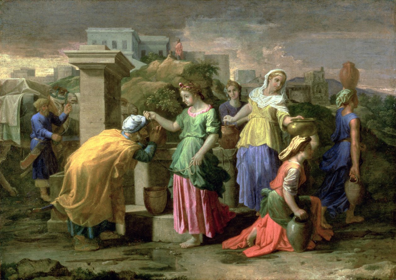 Eliezer e Rebecca no Poço, c.1660-65 de Nicolas Poussin