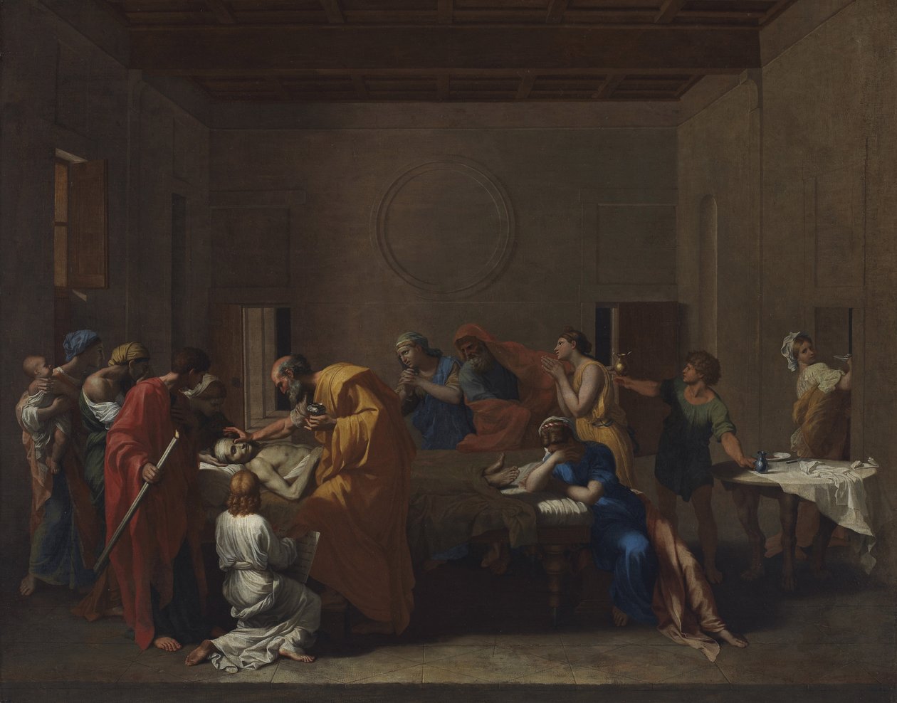 Extrema Unção, dos "Sete Sacramentos", 1638-40 de Nicolas Poussin