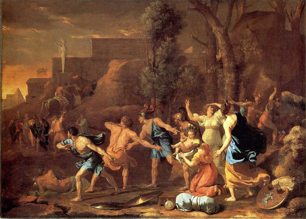 O jovem Pirro salvou de Nicolas Poussin