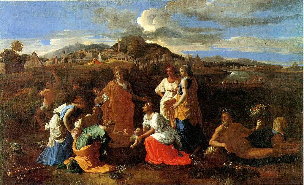Moisés salvou das águas de Nicolas Poussin