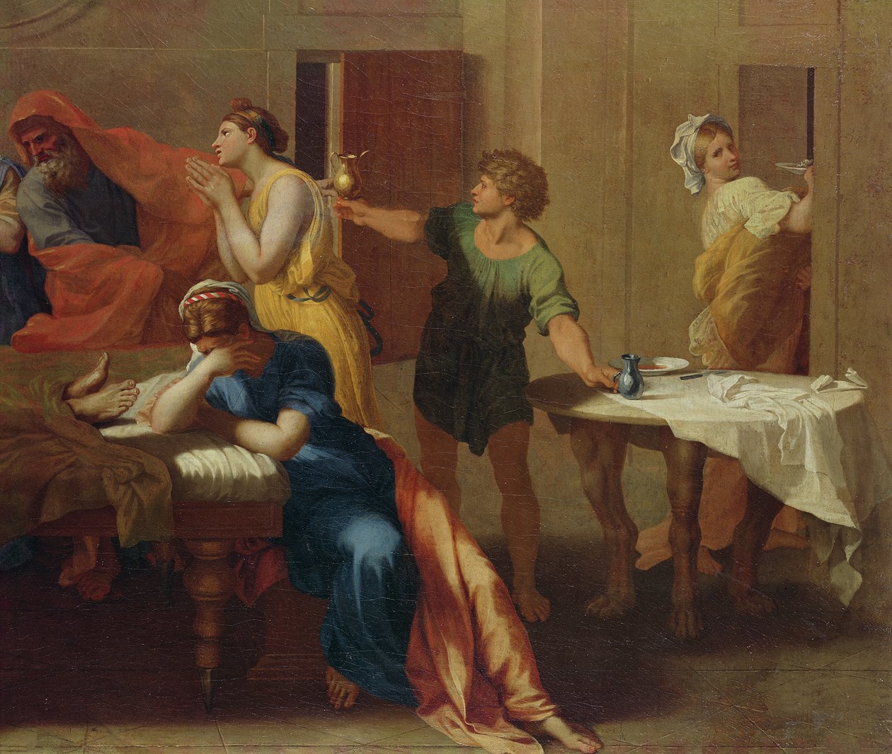 Passando o óleo, detalhe de &39;Extreme Unction&39; (ver 282068) de Nicolas Poussin