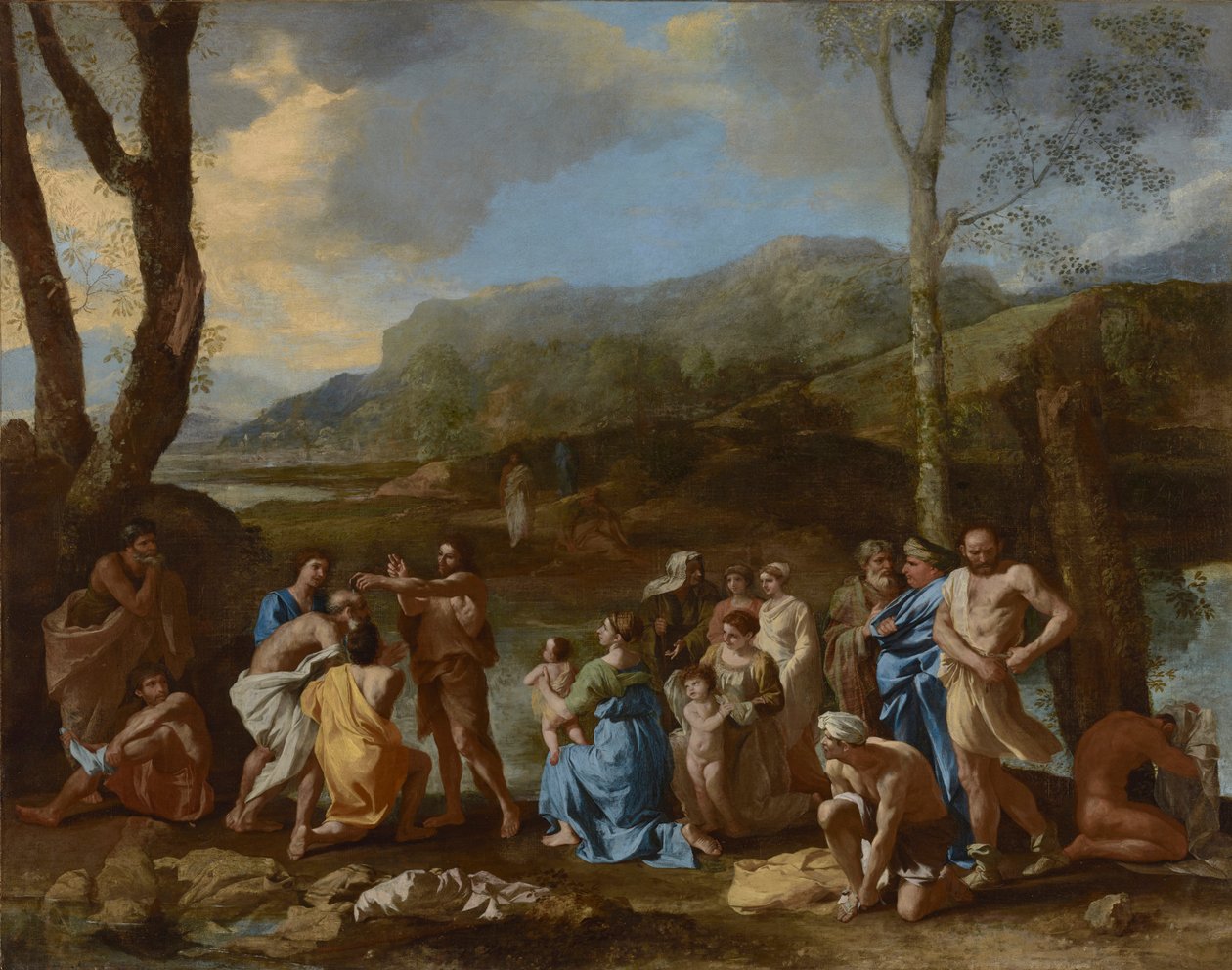 São João batizando no rio Jordão, c.1630 de Nicolas Poussin