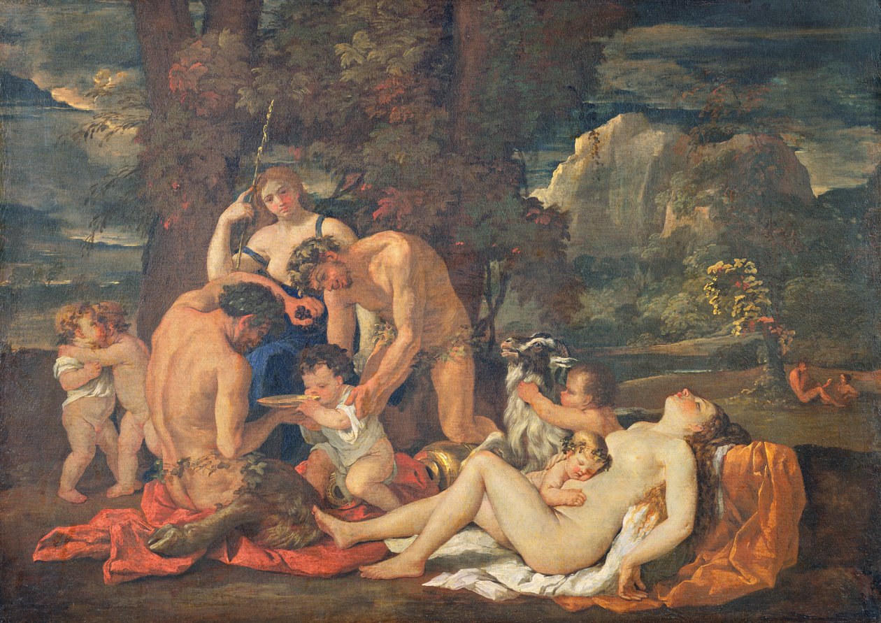 A infância de Baco, ou o pequeno bacanal, c.1624-25 de Nicolas Poussin