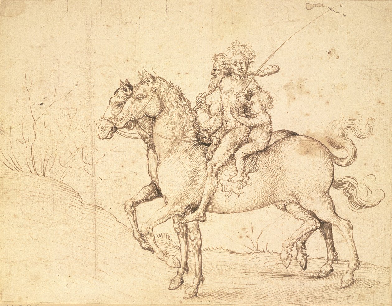 Vista da Campagna Romana, início dos anos 1640 (escova e marrom lavar giz preto) de Nicolas Poussin